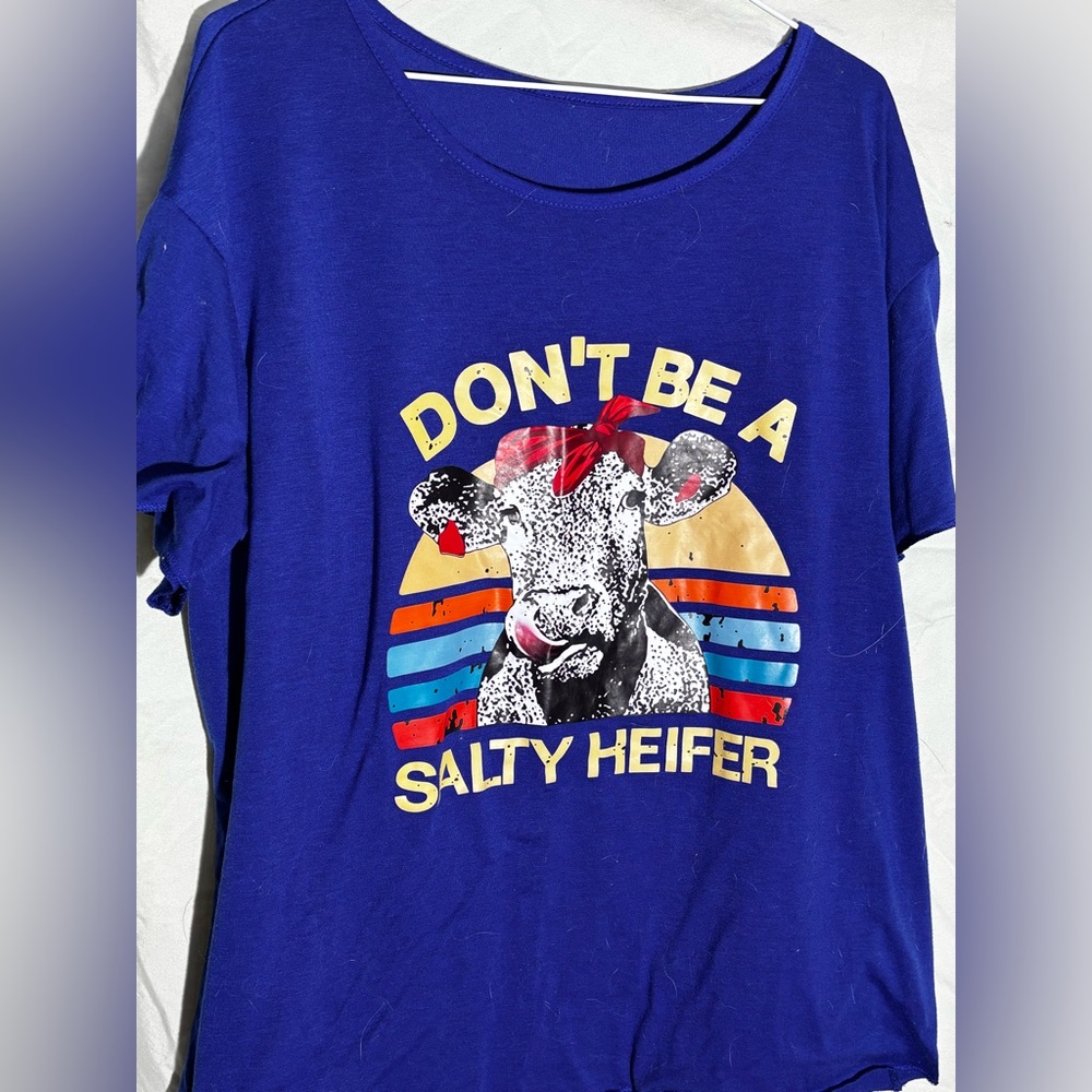 Salty Heifer - Cow T-Shirt Blue - No Brand No Size